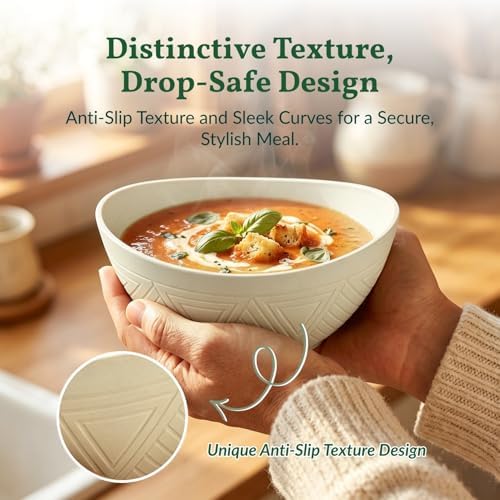 Homienly Unbreakable Cereal Bowls Wheat Straw Bowls Set 26 OZ Plastic Bowls - Image 5
