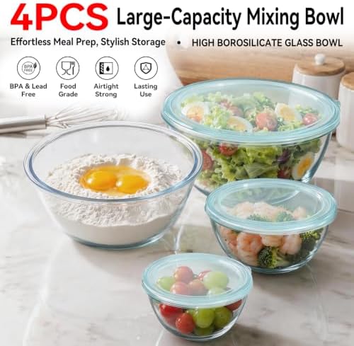 YUANYE 4 Pack Glass Mixing Bowls - Image 5