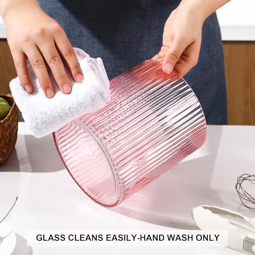 Pink Utensil Holder, 6.3" Glass Kitchen Utensil Holder - Image 3