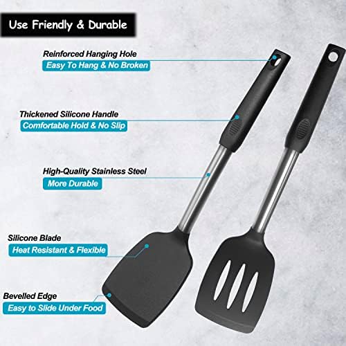Silicone Spatula and Cooking Spoon, 5 Pack Non-Stick Cooking Utensils - Image 3