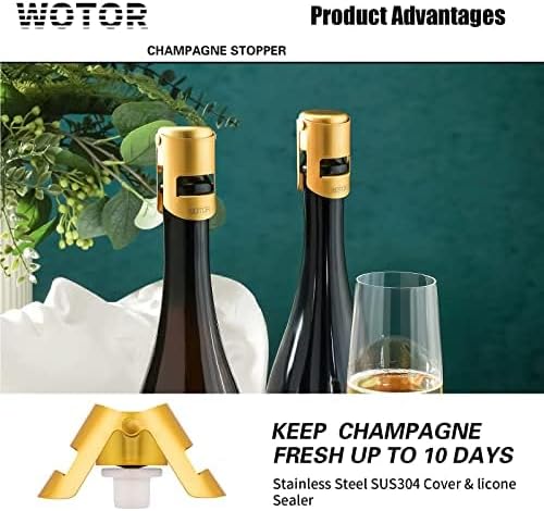 WOTOR Champagne Bottle Stoppers, Stainless Steel, 2 Pack - Image 5