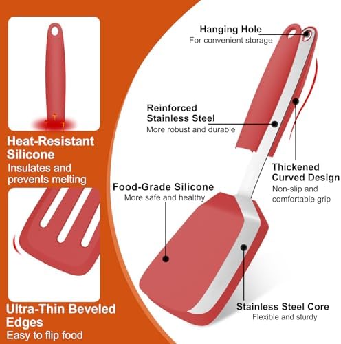 2 Pack Silicone Kitchen Spatula Set, 600°F Heat Resistant - Image 3