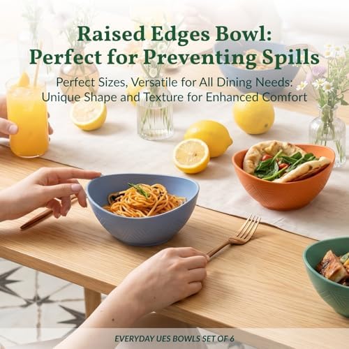 Homienly Wheat Straw Bowls 26 OZ Oval Serving Bowls 6 PCS Unbreakable Plastic - Image 6