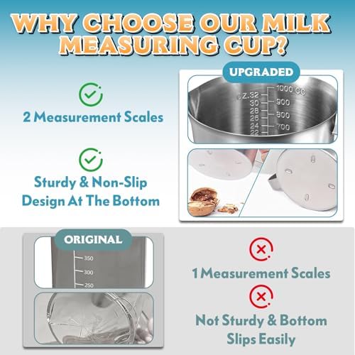 Stainless Steel Measuring Cup 35oz, Heavy Duty Liquid Measuring Pitcher - Image 4