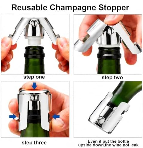 2 Pack Champagne Stoppers, Stainless Steel Sparkling Wine Sealer - Image 3