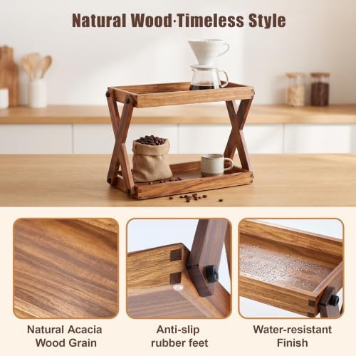2 Tier Wood Countertop Organizer Shelf - Image 5