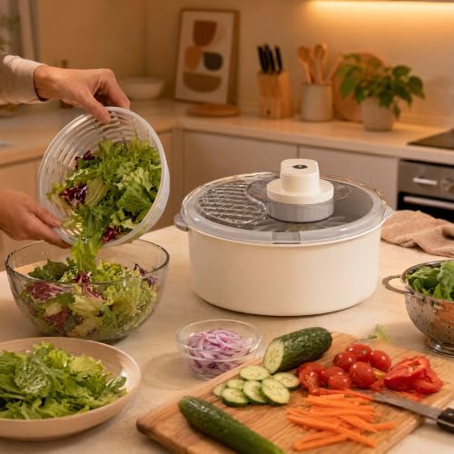 Electric Salad Spinner Fruit Vegetable Washer USB Rechargeable - Image 4