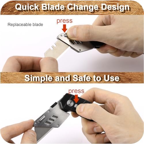 Vickay Folding Utility Knife, Heavy Duty Box Cutter, Razor Knife-Wood - Image 5
