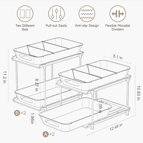 Sevenblue 4-Pack 2-Tier Under Sink Organizer - Image 2