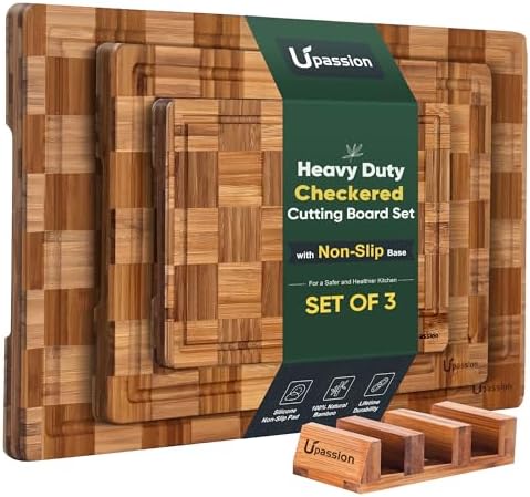 Bamboo Cutting Board Set of 3 Wooden Cutting Boards by Upassion