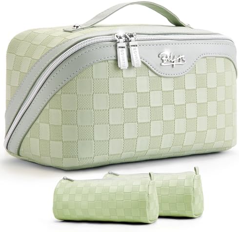 BOYATU Travel Makeup Bag Organizer: 180°Open-Flat 3 Pcs Make up Bags Set by BOYATU