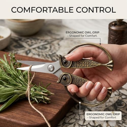 XSNBRD Heavy Duty Kitchen Scissors, Bronzed Stainless Steel Owl Shears. - Image 4