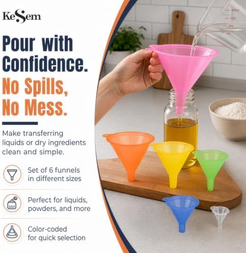 Plastic Funnel Set of 6, Mini to Large Funnels - Image 3