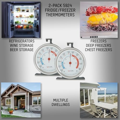 Taylor Large Dial Refrigerator Freezer Thermometer 2 Pack, 3 Inch Stainless - Image 4