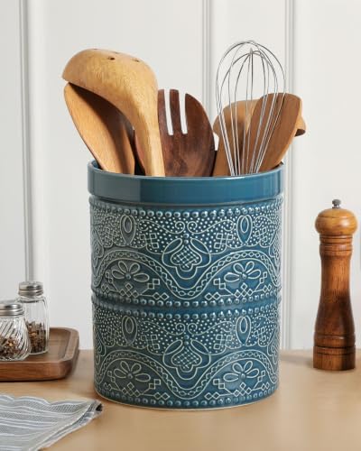 FUN ELEMENTS Kitchen Utensil Holder, 7.2" Super Large Utensil Crock Heavy and - Image 3