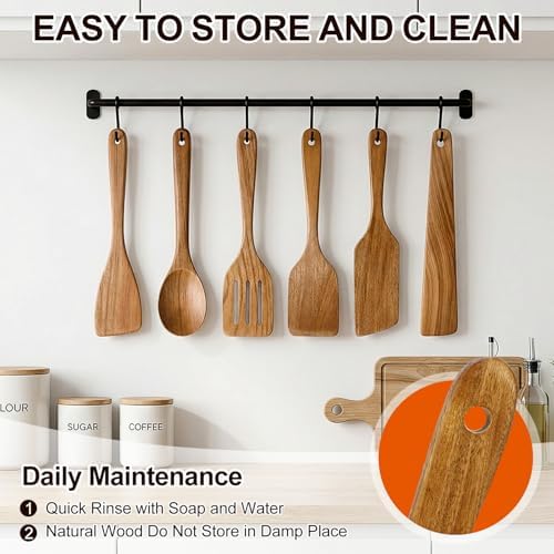 6 Pack Acacia Wood Spatula Set Non Toxic Kitchen Utensils - Image 7