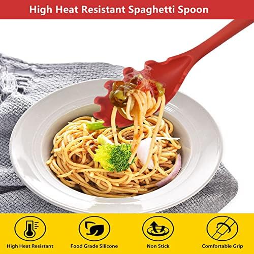 Spaghetti Spoon Pasta Fork, Silicone Pasta Fork, 11.2 inch Spaghetti Strainer - Image 5