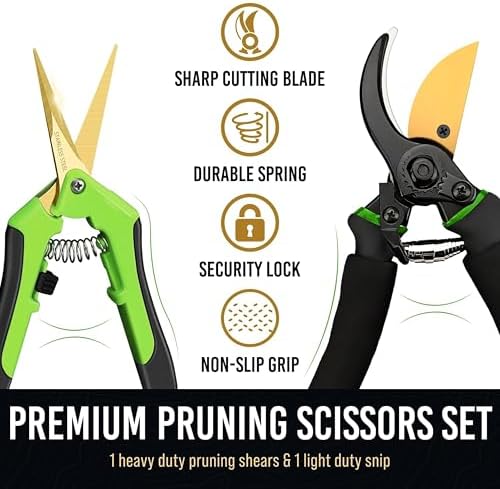 8.5" Professional Bypass Pruning Shears & Gardening Scissors Set - Image 2