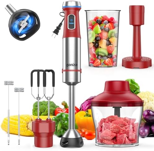 Ganiza Immersion Blender Handheld, 6 in 1 Corded Hand Blenders Immersion by Ganiza