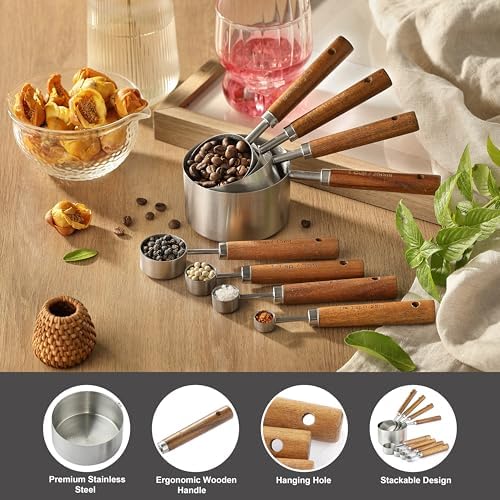 Stainless Steel Metal Measuring Cups and Spoons Set, 8 Pack - Image 3