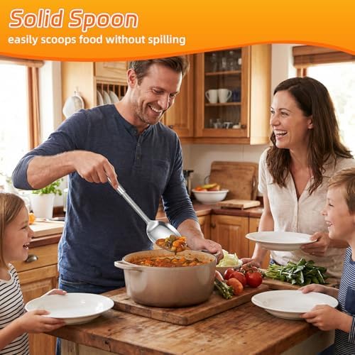 Stainless Steel Serving Spoon, Solid Slotted Spoon, Cooking Spoons Set - Image 6