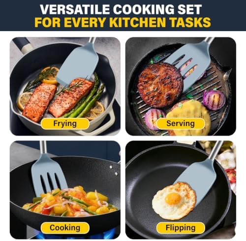 2 Pack Silicone Spatula Set, Solid & Slotted Turner - Image 7