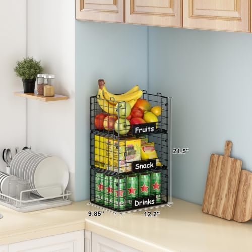 3 Pack XL Stackable Wire Baskets - Image 3