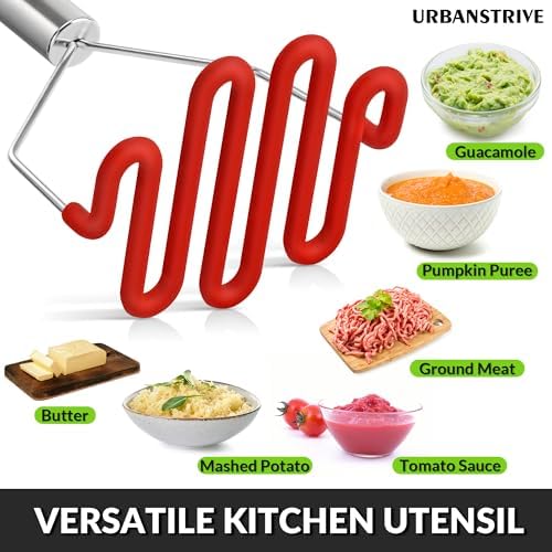 Urbanstrive Non-Scratch Silicone Potato Masher Kitchen Tool, Potatoes Masher - Image 4
