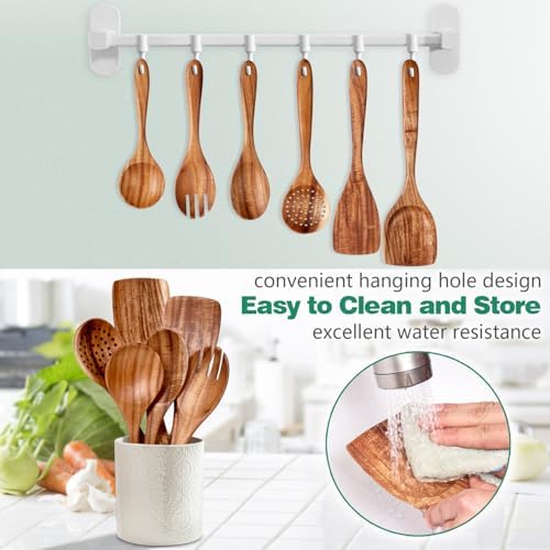 HOWHONG Teak Wooden Cooking Utensils Set - Image 6