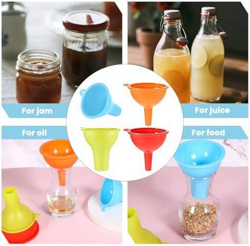 4 PCS Kitchen Silicone Funnel, 4 Colors Kitchen Funnel Set Wide Mouth Funnels - Image 7