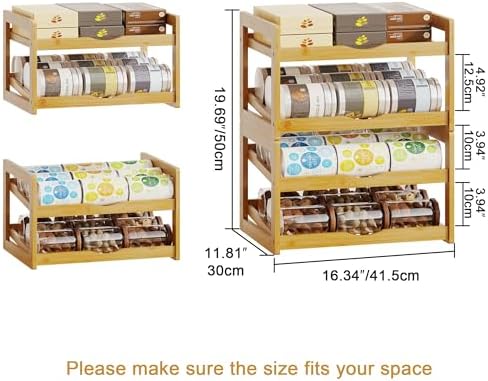 BAMBANG Can Organizer for Pantry, 4 Tier Stackable Bamboo Canned Food Storage - Image 2