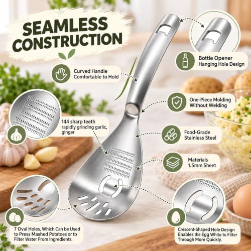 5-in-1 Stainless Steel Cooking Spoon, Stainless Steel Egg Slotted Spoon - Image 4