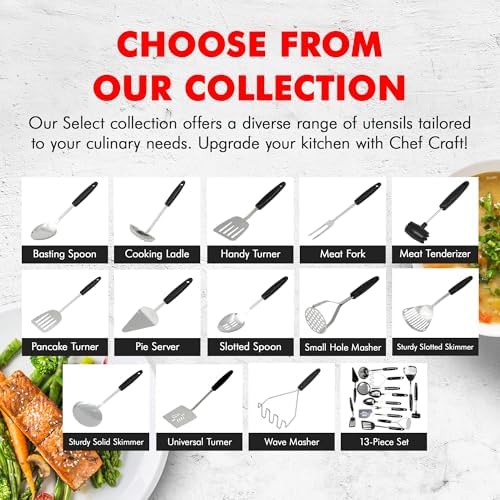 Chef Craft Select Slotted Spoon, 12.75 inch, Stainless Steel - Image 7