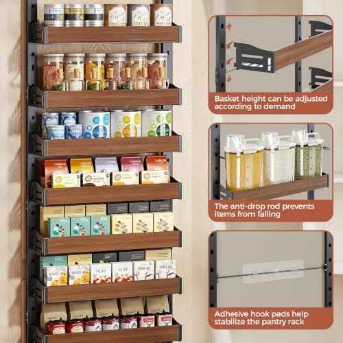 8-Tier Pantry Door Organizer, Over the Door Pantry Organizer - Image 6