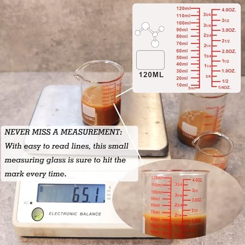 High Borosilicate Glass Measuring Cup-V-Shaped Spout, 120ml Glass Measuring - Image 3
