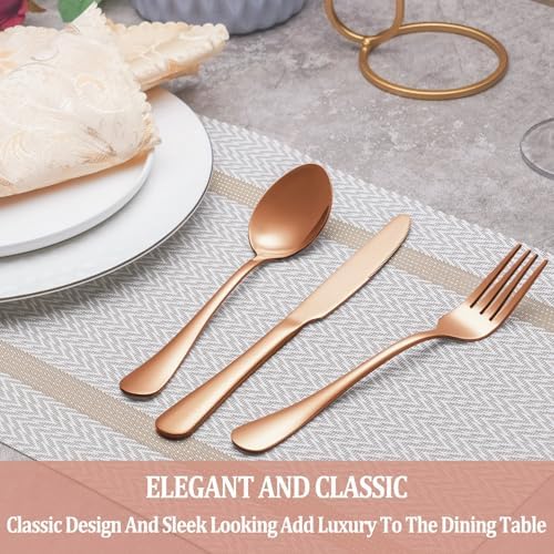 30 Pcs Rose Gold Silverware Set Service - Image 6