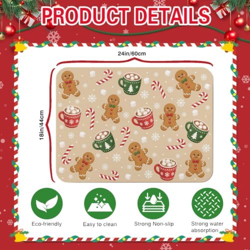 Christmas Gingerbread Coffee Mat 24inx18in, Coffee Bar Mat - Image 5