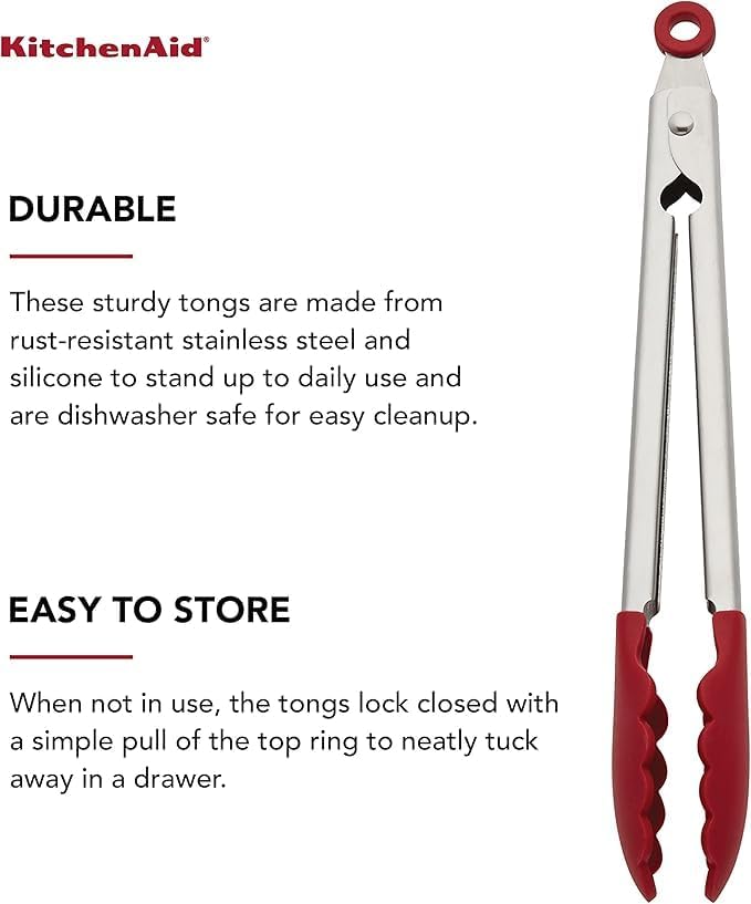 KitchenAid Silicone Stainless Steel Tongs, 12 Inch - Image 5