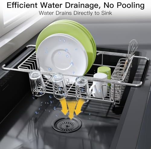 JASIWAY Stainless Steel Dish Drying Rack in Sink - Image 7