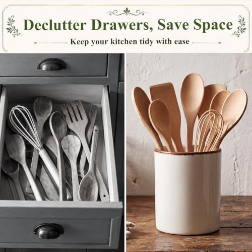 Minimalist Ceramic Utensil Holder White 6.9" - Image 5