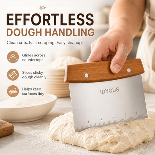 Bench Scraper and Dough Cutter, Stainless Steel Bread Cutter - Image 5