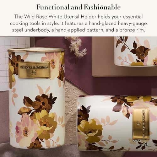 MACKENZIE-CHILDS Enamel Utensil Holder, Wild Rose White - Image 2