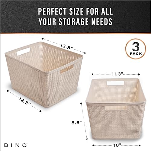 BINO Woven Plastic Basket | Large, Space-Saving Storage, Stylish Design | - Image 3