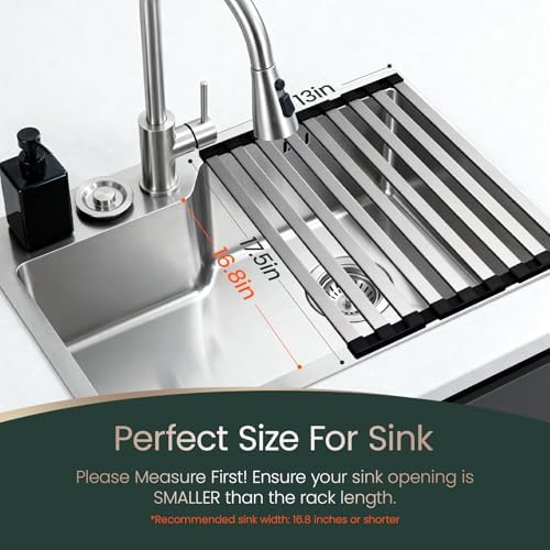 Meowoo Rectangle Dish Drying Rack, 17.5" x 13" Roll Up Over The Sink Dish - Image 3