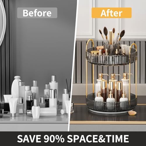 360° Rotating Makeup Organizer, Large Capacity Skincare & Cosmetics Tray - Image 2