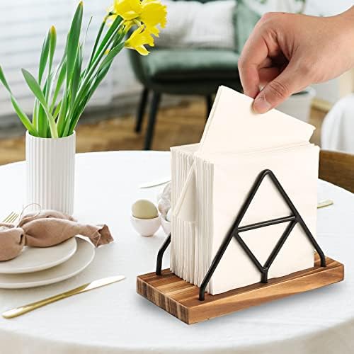 Wooden Napkin Storage, 1 Pack Black Table Napkin Holder - Image 6