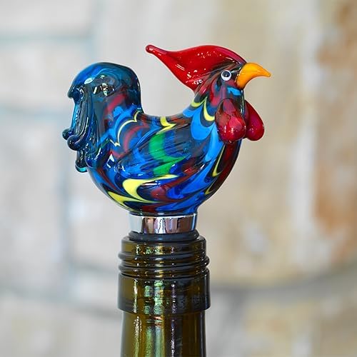 Twine Rooster Bottle Stopper, Glass Rooster Wine Bottle Stopper, Keep Wine Fresh - Image 5