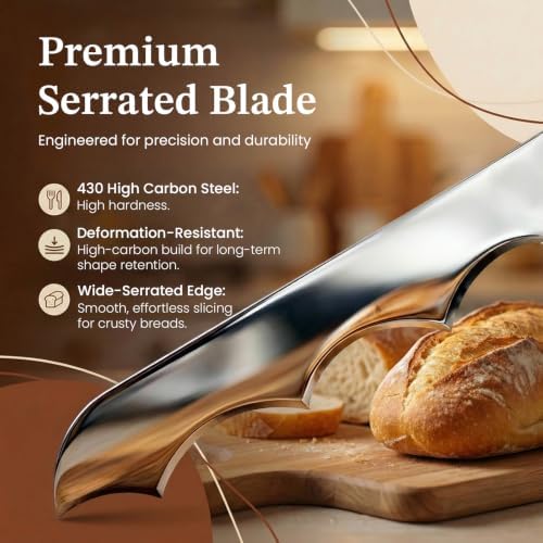Sourdough Bow Bread Knife With thickness Scale–Large Bread Slicer - Image 4