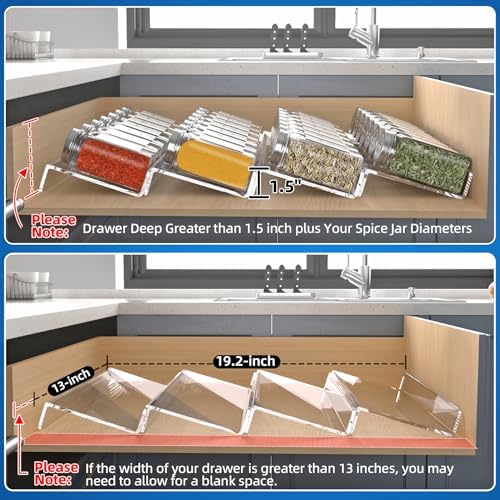 MIUKAA Clear Acrylic Spice Drawer Organizer, 4 Tier Seasoning Jars Drawers - Image 3
