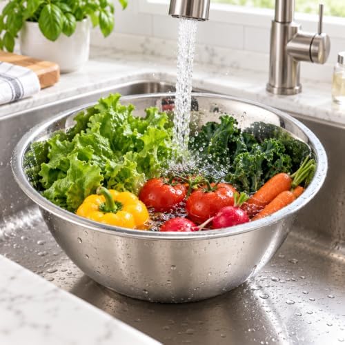 Stainless Steel Mixing Bowl 8 Quart Large Kitchen Prep Bowl - Image 2